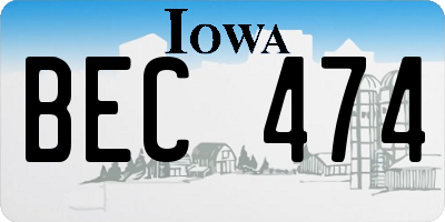 IA license plate BEC474