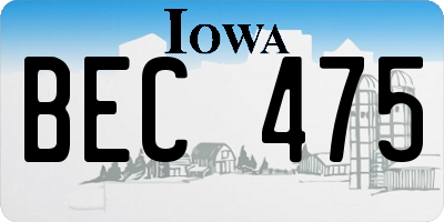 IA license plate BEC475