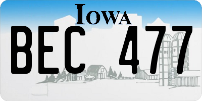 IA license plate BEC477