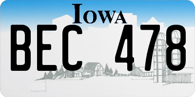 IA license plate BEC478