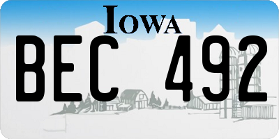 IA license plate BEC492