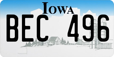 IA license plate BEC496