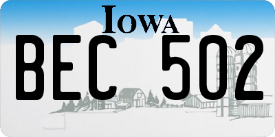 IA license plate BEC502