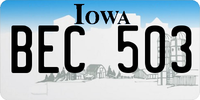 IA license plate BEC503