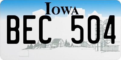 IA license plate BEC504