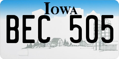 IA license plate BEC505