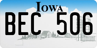 IA license plate BEC506