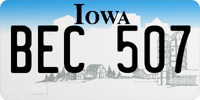 IA license plate BEC507