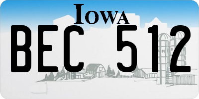 IA license plate BEC512