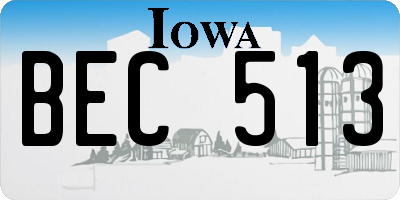 IA license plate BEC513