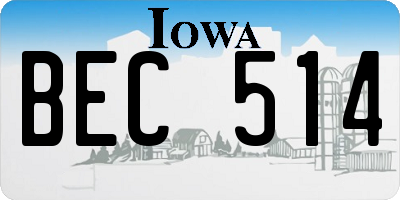 IA license plate BEC514