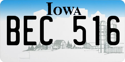 IA license plate BEC516