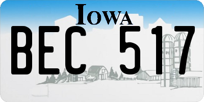 IA license plate BEC517
