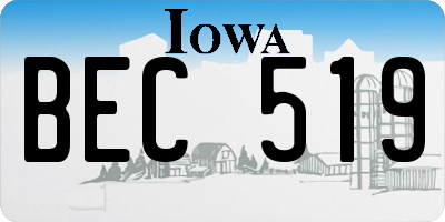 IA license plate BEC519