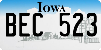 IA license plate BEC523