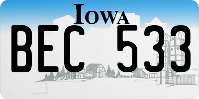 IA license plate BEC533