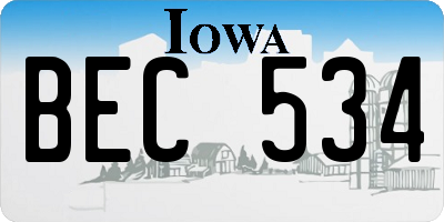 IA license plate BEC534