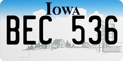 IA license plate BEC536