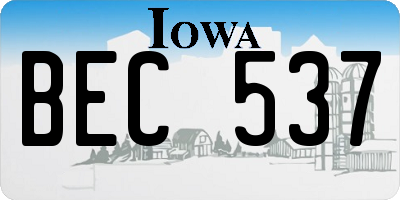 IA license plate BEC537