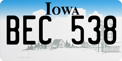 IA license plate BEC538
