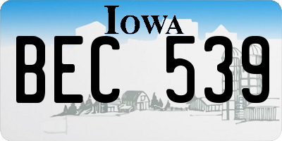 IA license plate BEC539