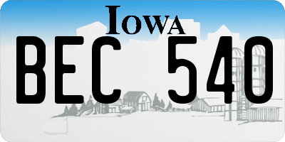 IA license plate BEC540
