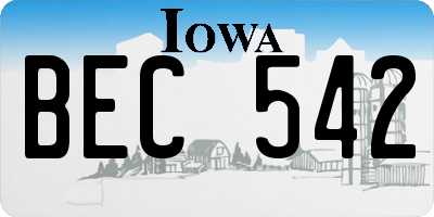 IA license plate BEC542