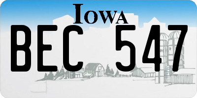 IA license plate BEC547
