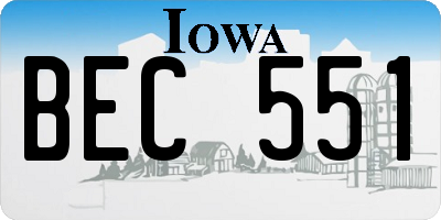 IA license plate BEC551