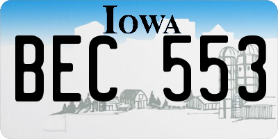 IA license plate BEC553