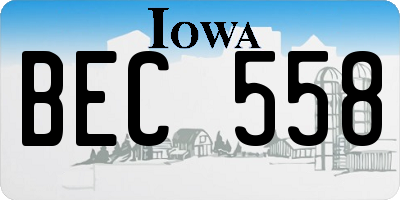 IA license plate BEC558