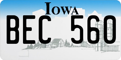 IA license plate BEC560
