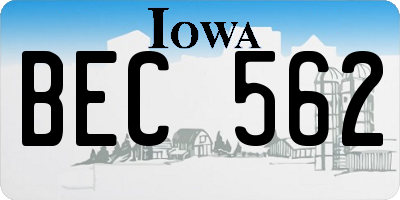 IA license plate BEC562
