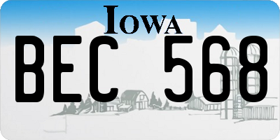 IA license plate BEC568