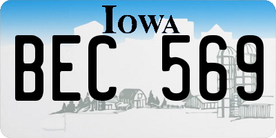IA license plate BEC569