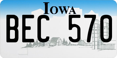 IA license plate BEC570