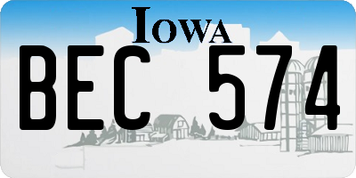 IA license plate BEC574