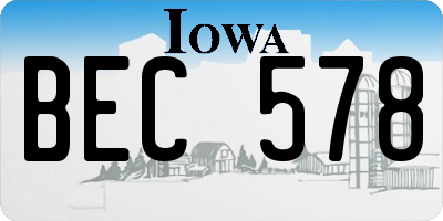 IA license plate BEC578
