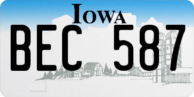 IA license plate BEC587