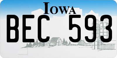 IA license plate BEC593
