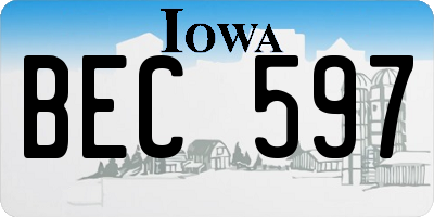 IA license plate BEC597