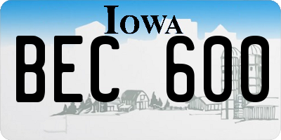 IA license plate BEC600