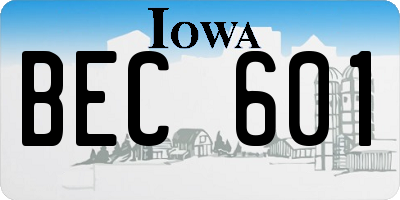 IA license plate BEC601