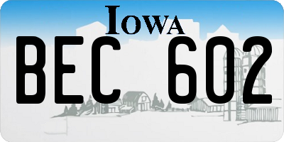 IA license plate BEC602