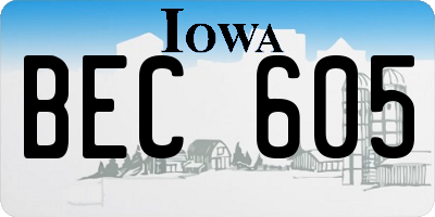 IA license plate BEC605