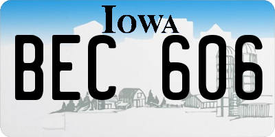 IA license plate BEC606