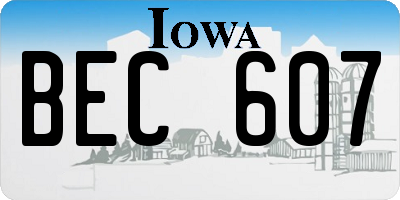 IA license plate BEC607