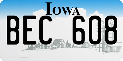 IA license plate BEC608