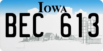 IA license plate BEC613