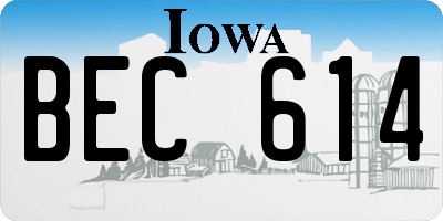IA license plate BEC614